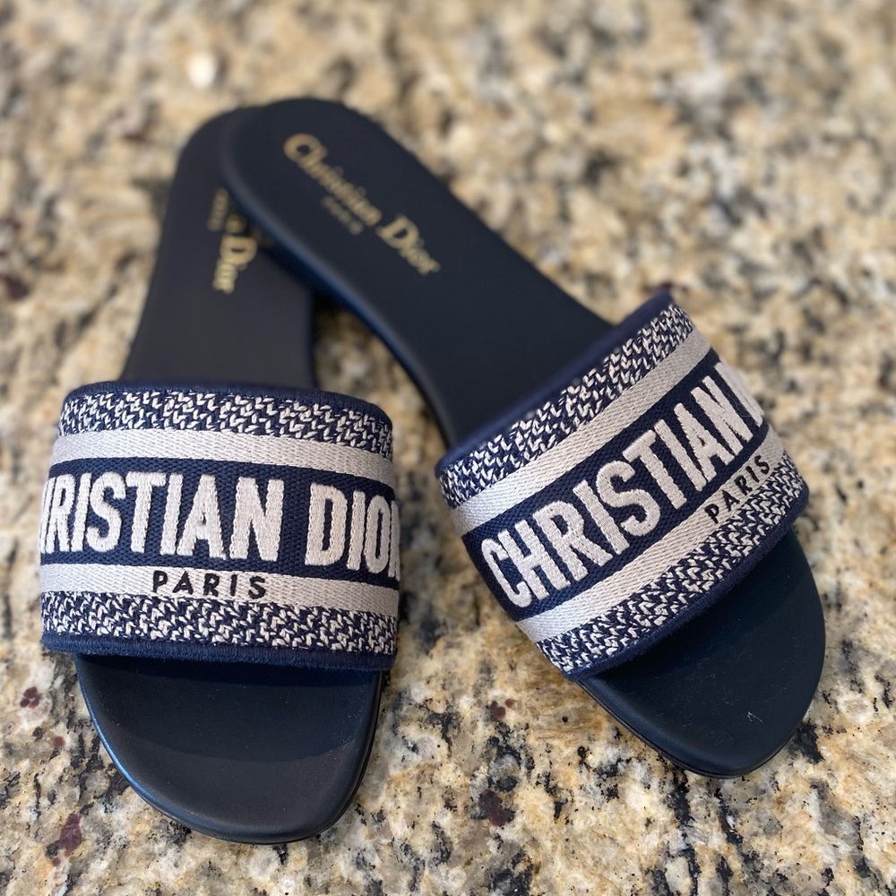 Authentic like new Dior Dway slide in “Deep Blue”.